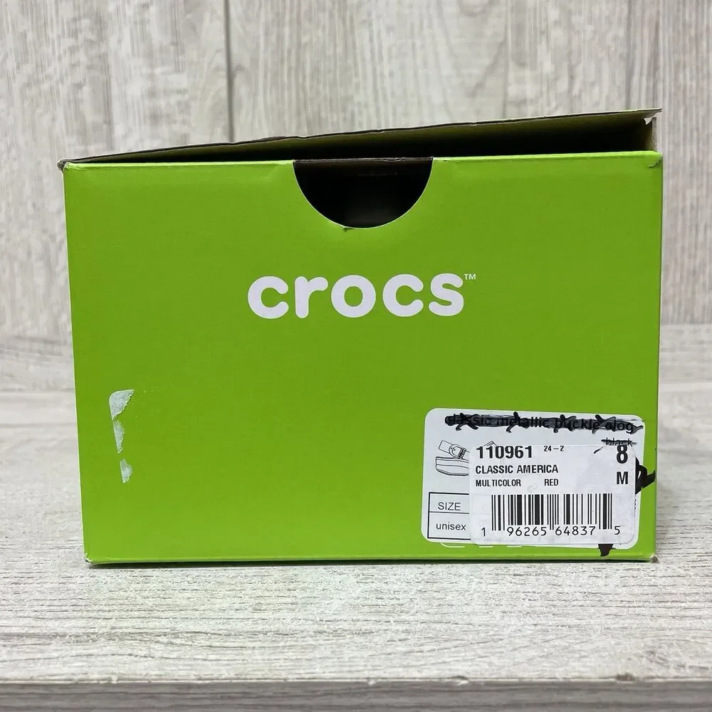 Crocs American Flag Clogs Men 8 Women 10 America Patriotic July 4th Red Blue New - Picture 10 of 10